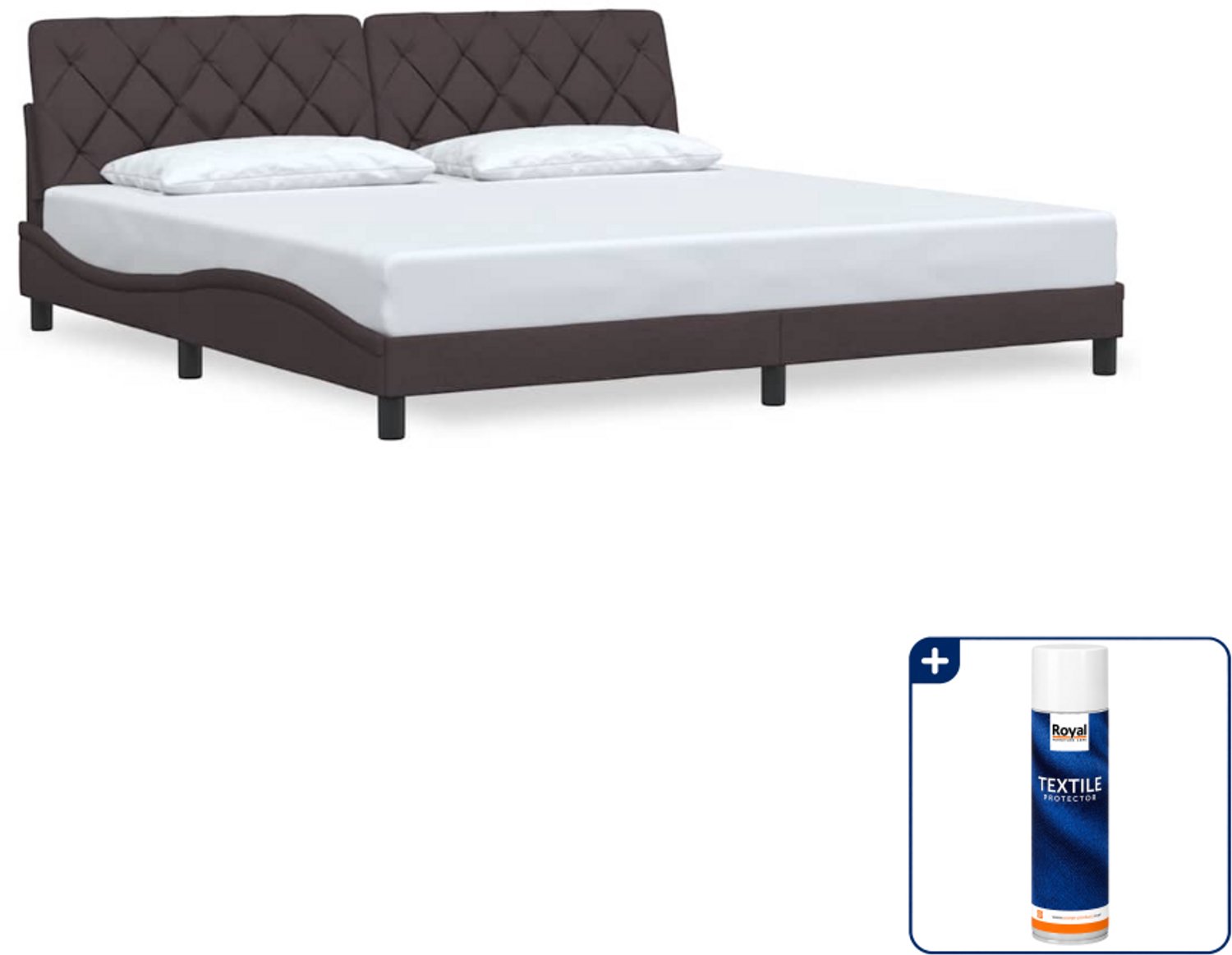 vidaXL bedframe - 200 x 200 cm - donkerbruin - Inclusief textielbeschermer 500 ml Wit