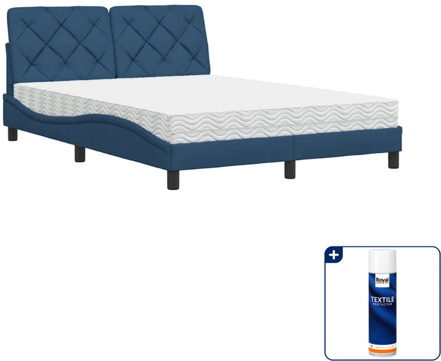 vidaXL Piran bed met matras - 120 x 200 cm - stof - blauw - Inclusief textielbeschermer 500 ml Groen