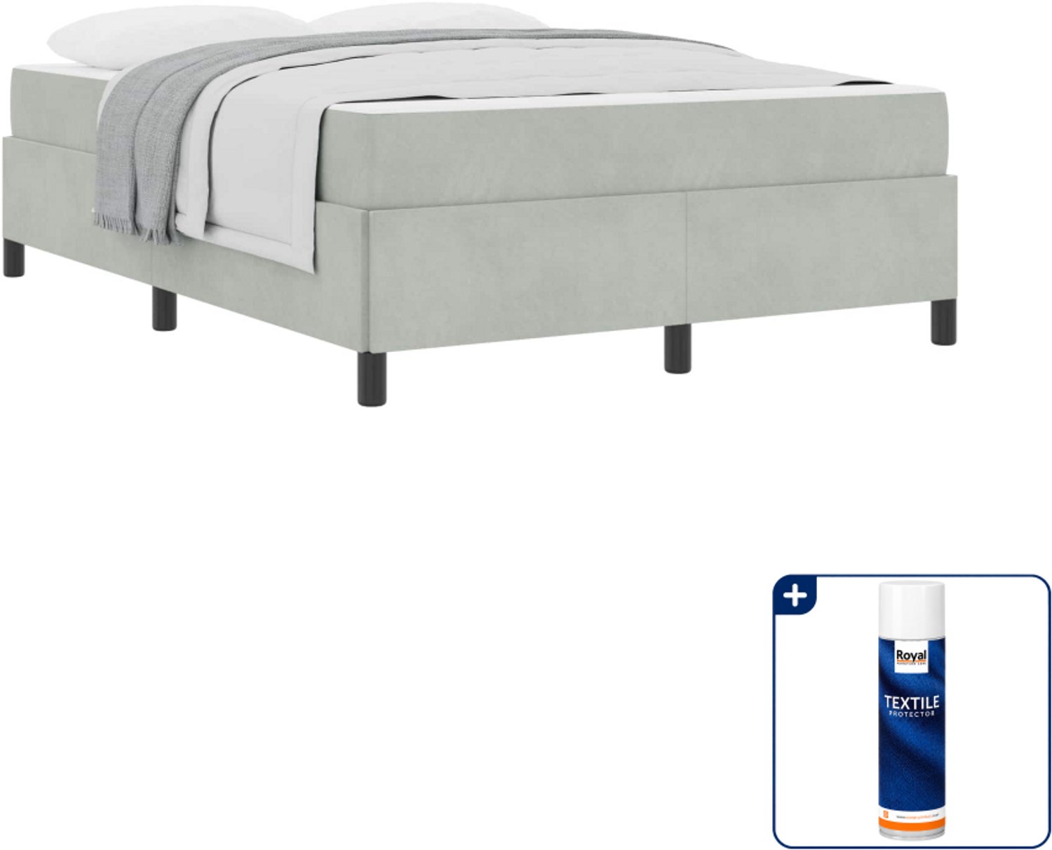 vidaXL bed met matras - Small double - 140 x 200 cm - lichtgrijs - Inclusief textielbeschermer 500 ml