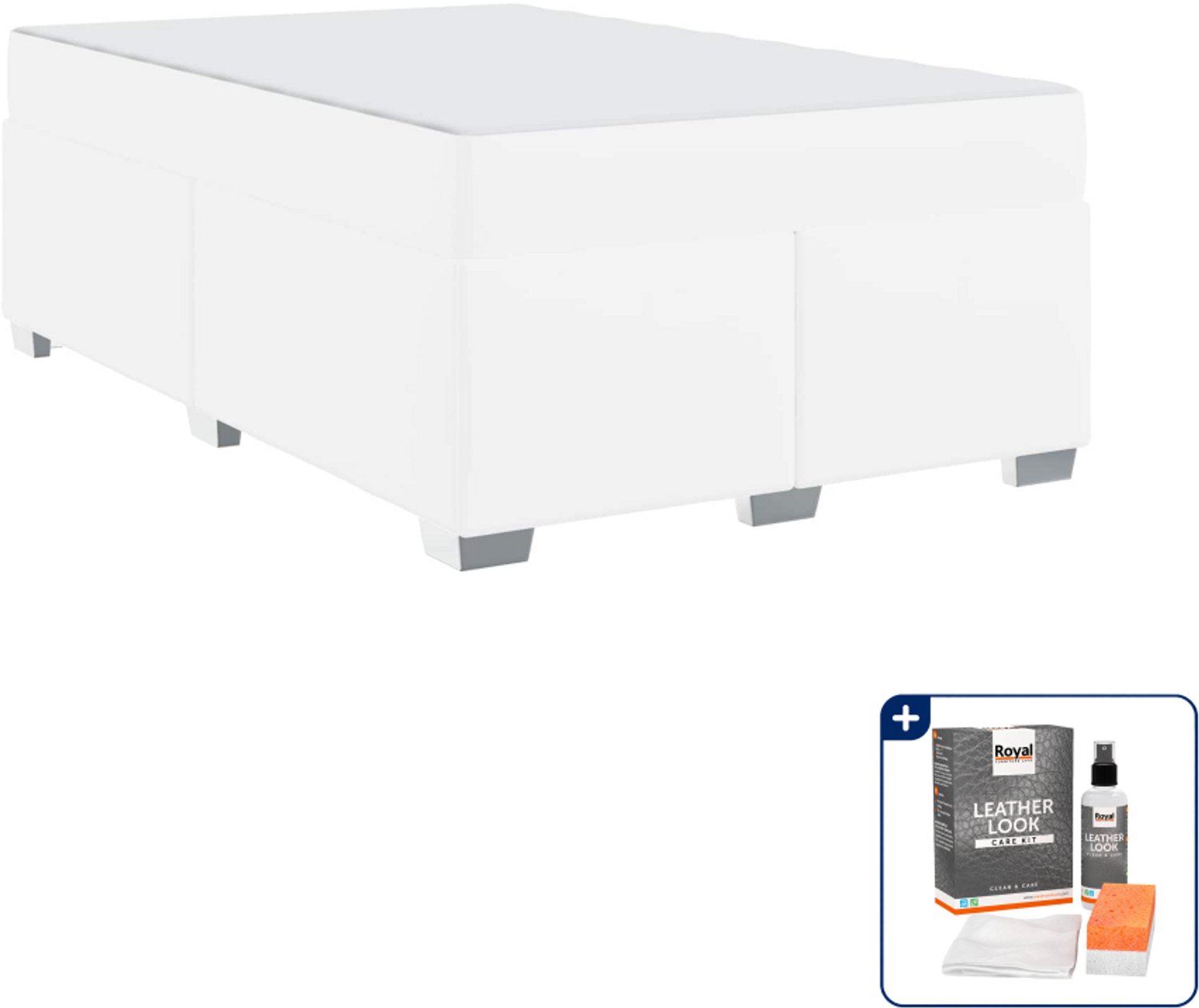 vidaXL Bed met matras - 120 x 190 cm - bewerkt hout - wit - Inclusief onderhoudsset voor kunstleer 150 ml Bruin