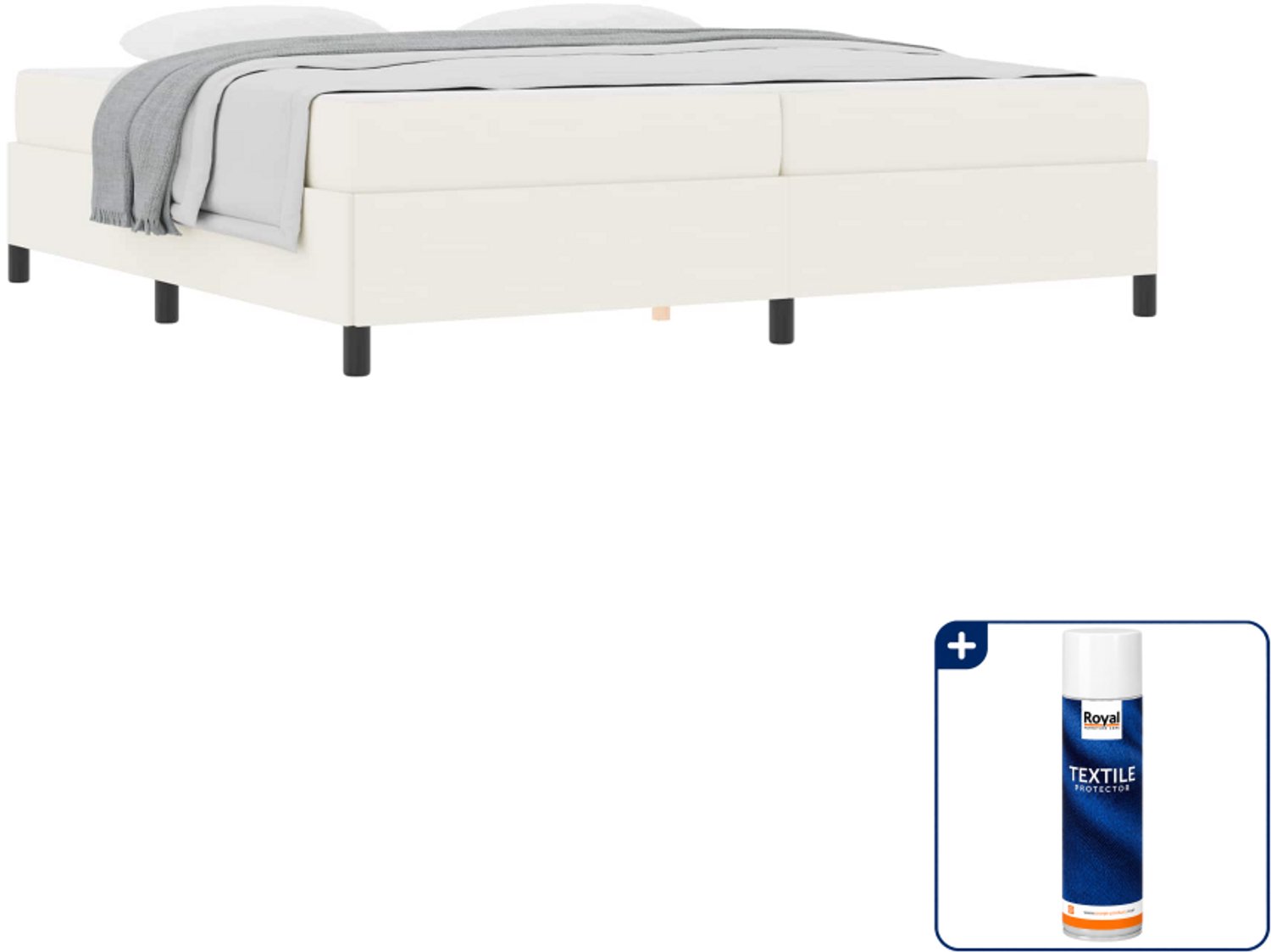 vidaXL Bed met matras - 200 x 200 cm - stof - crème - Inclusief textielbeschermer 500 ml Bruin
