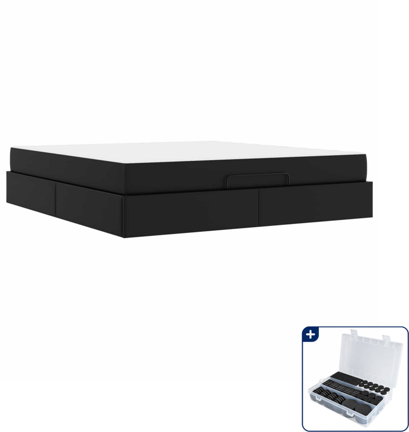 vidaXL Bedframe met matras Anders 2 st - 180 x 200 cm - zwart - Inclusief antikrasvilt 177-delig Grijs