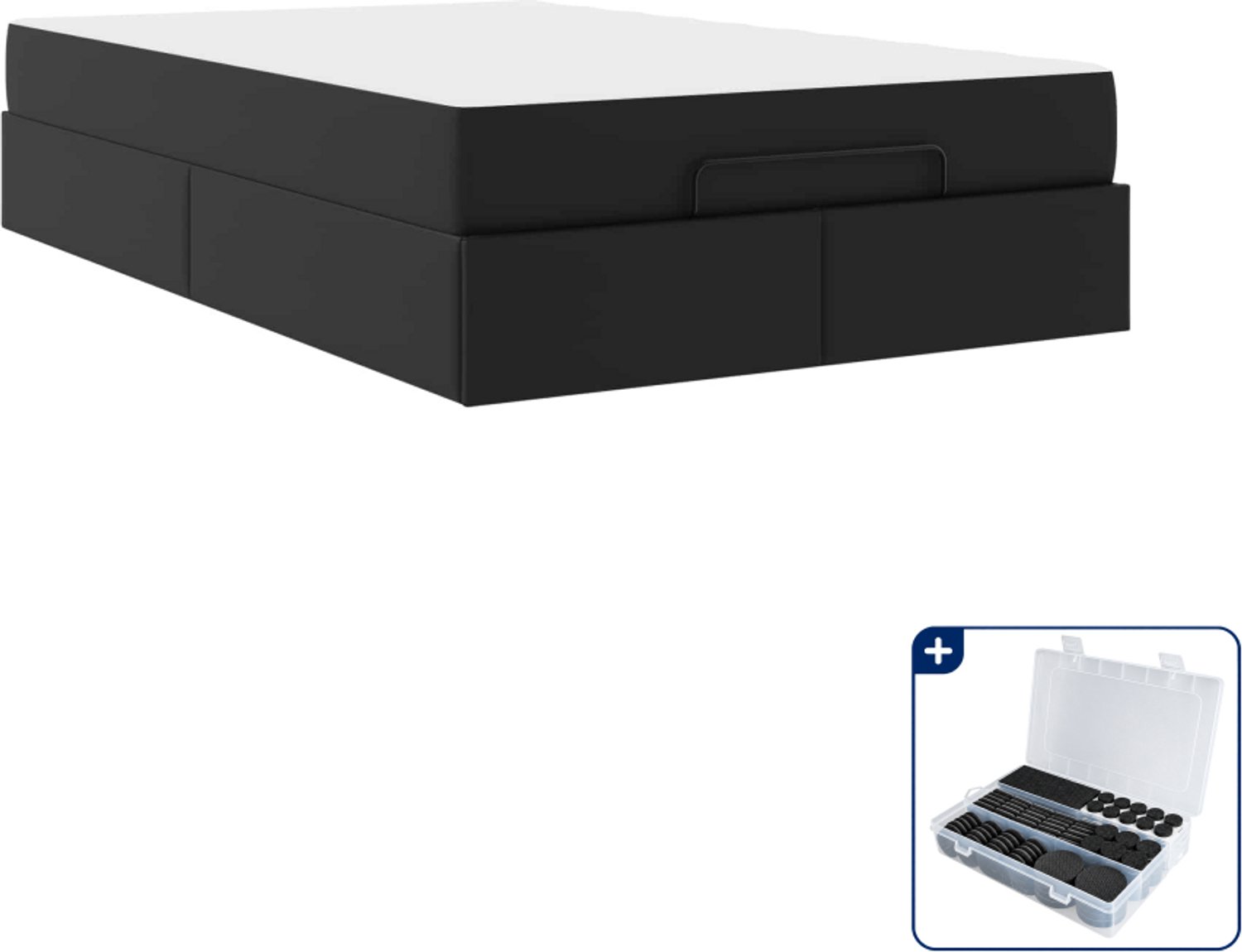 vidaXL Bedframe met matras 120 x 200 cm - zwart - Inclusief antikrasvilt 177-delig Bruin
