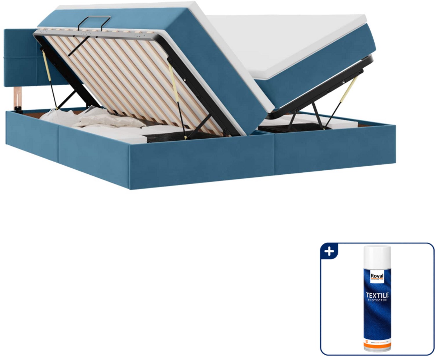 vidaXL Opbergbed 2 st - 200 x 200 cm - fluweel - donkerblauw - Inclusief textielbeschermer 500 ml Roze