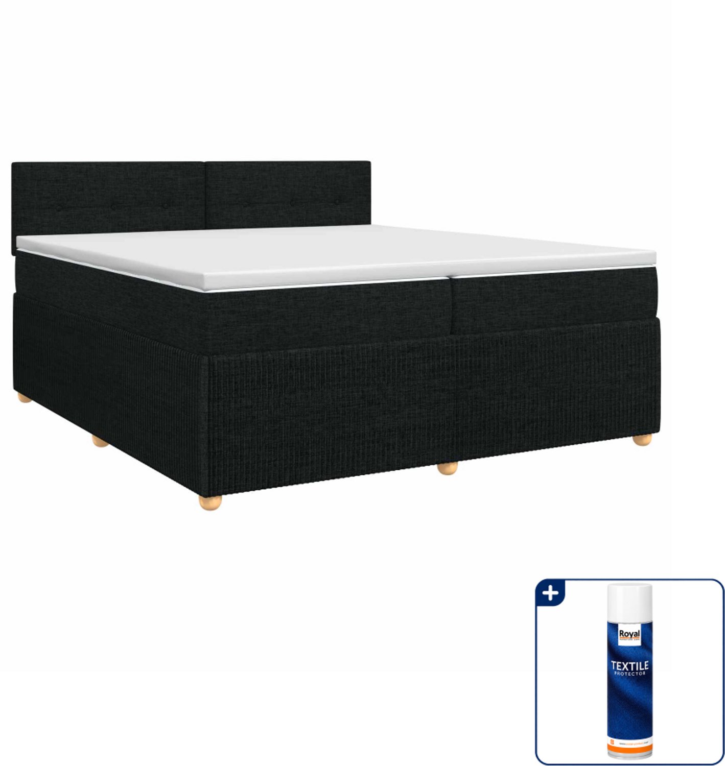 vidaXL boxspringbed - 200 x 200 cm - zwart - Inclusief textielbeschermer 500 ml