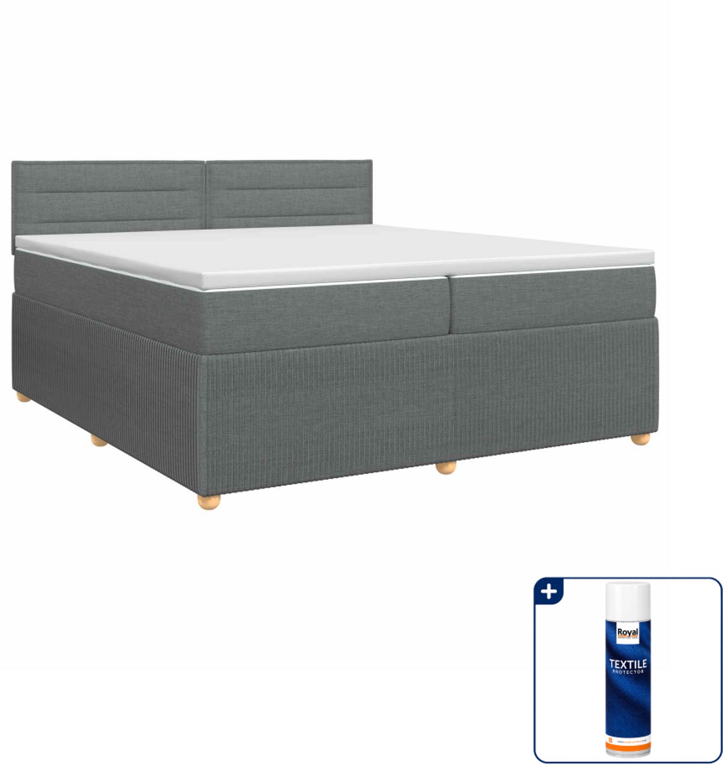vidaXL boxspringbed - 200 x 200 cm - donkergrijs - Inclusief textielbeschermer 500 ml Donker Grijn