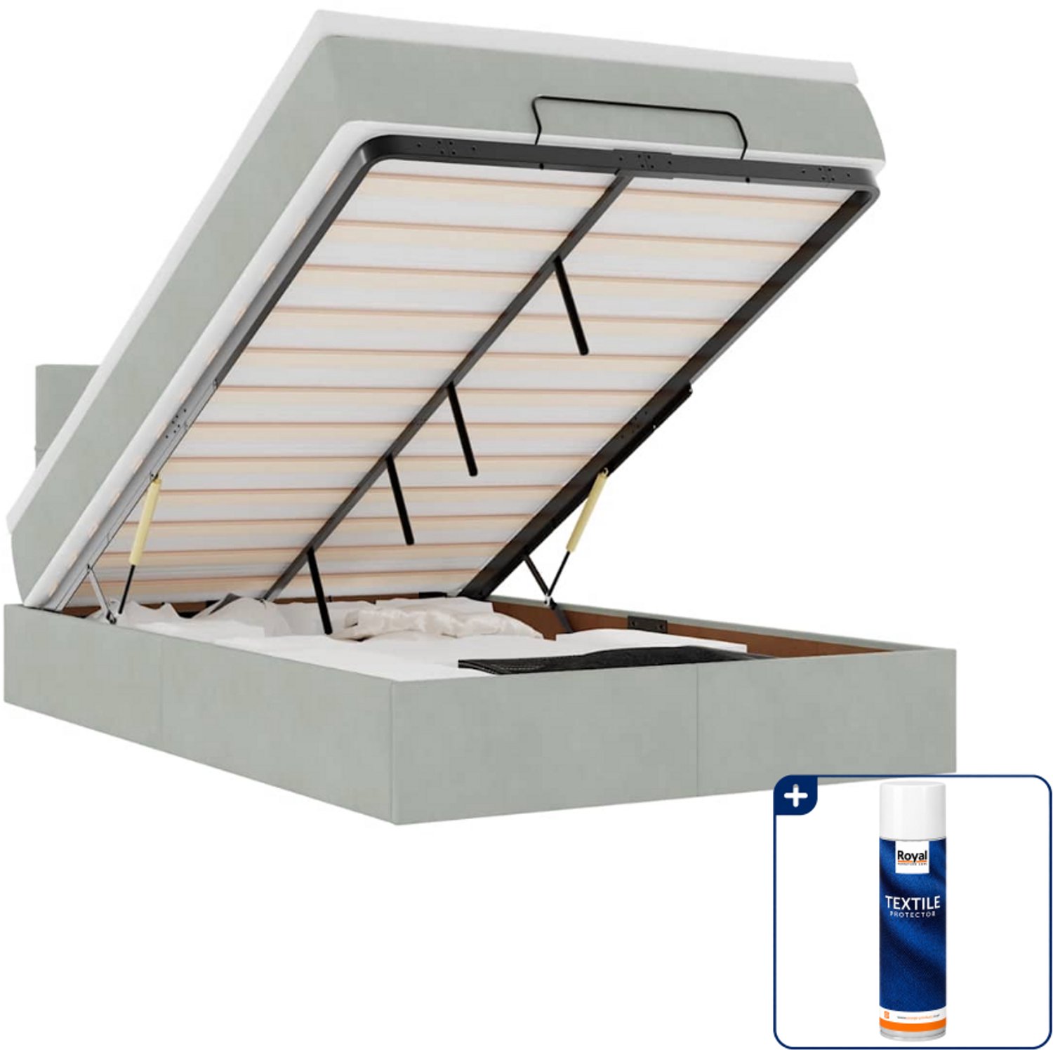 vidaXL bed met matras en led - 120 x 190 cm - fluweel - lichtgrijs - Inclusief textielbeschermer 500 ml Zwart