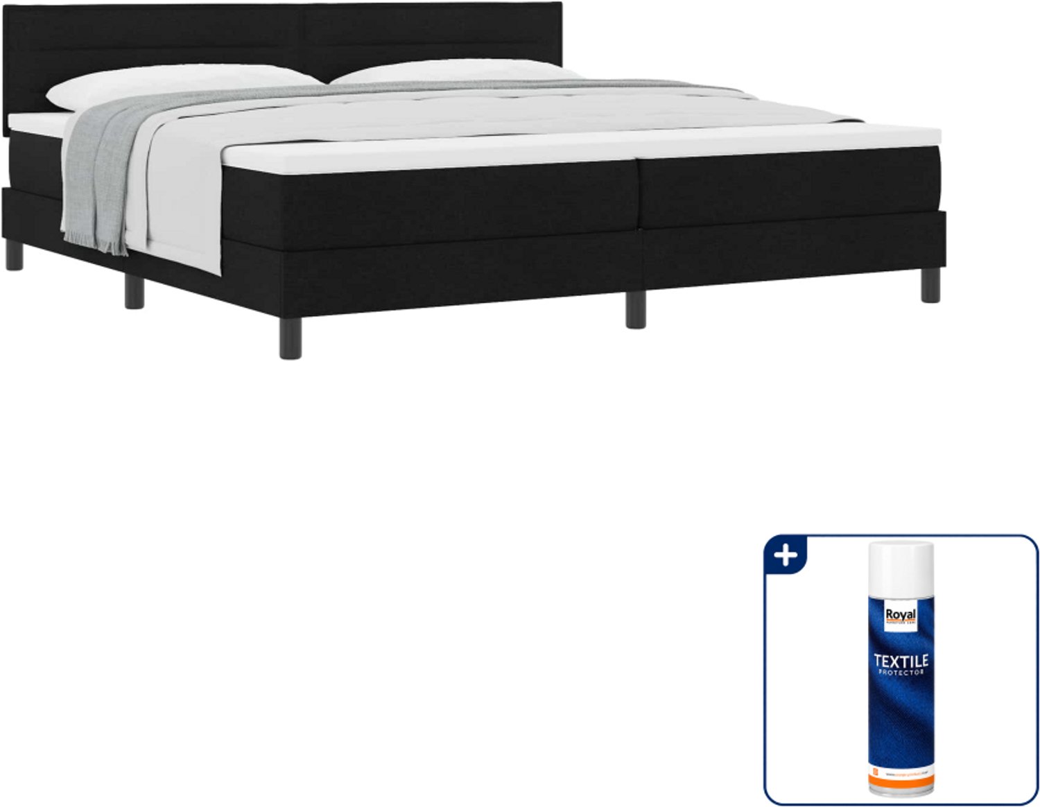 vidaXL boxspringbed - Super kingsize - 200 x 200 cm - zwart - Inclusief textielbeschermer 500 ml