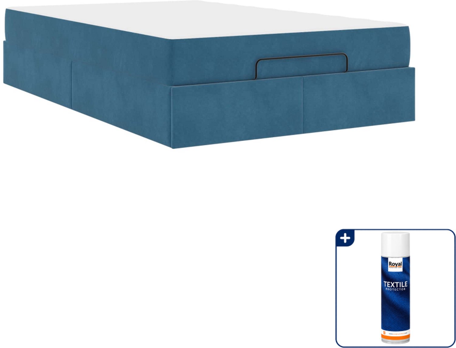 vidaXL bedframe met matras 2 st - 120 x 200 cm - fluweel - blauw - Inclusief textielbeschermer 500 ml Bruin