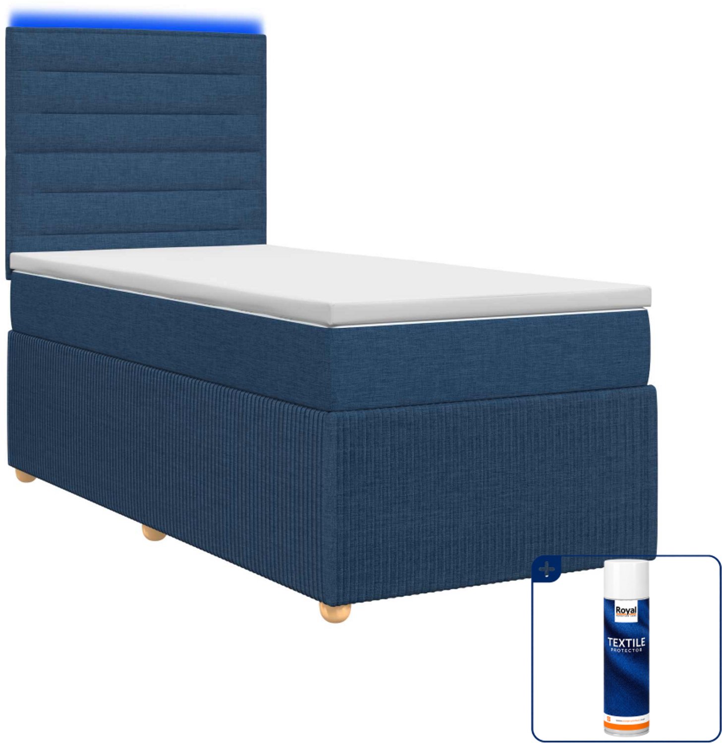 vidaXL boxspring met matras - 80 x 200 cm - blauw - Inclusief textielbeschermer 500 ml