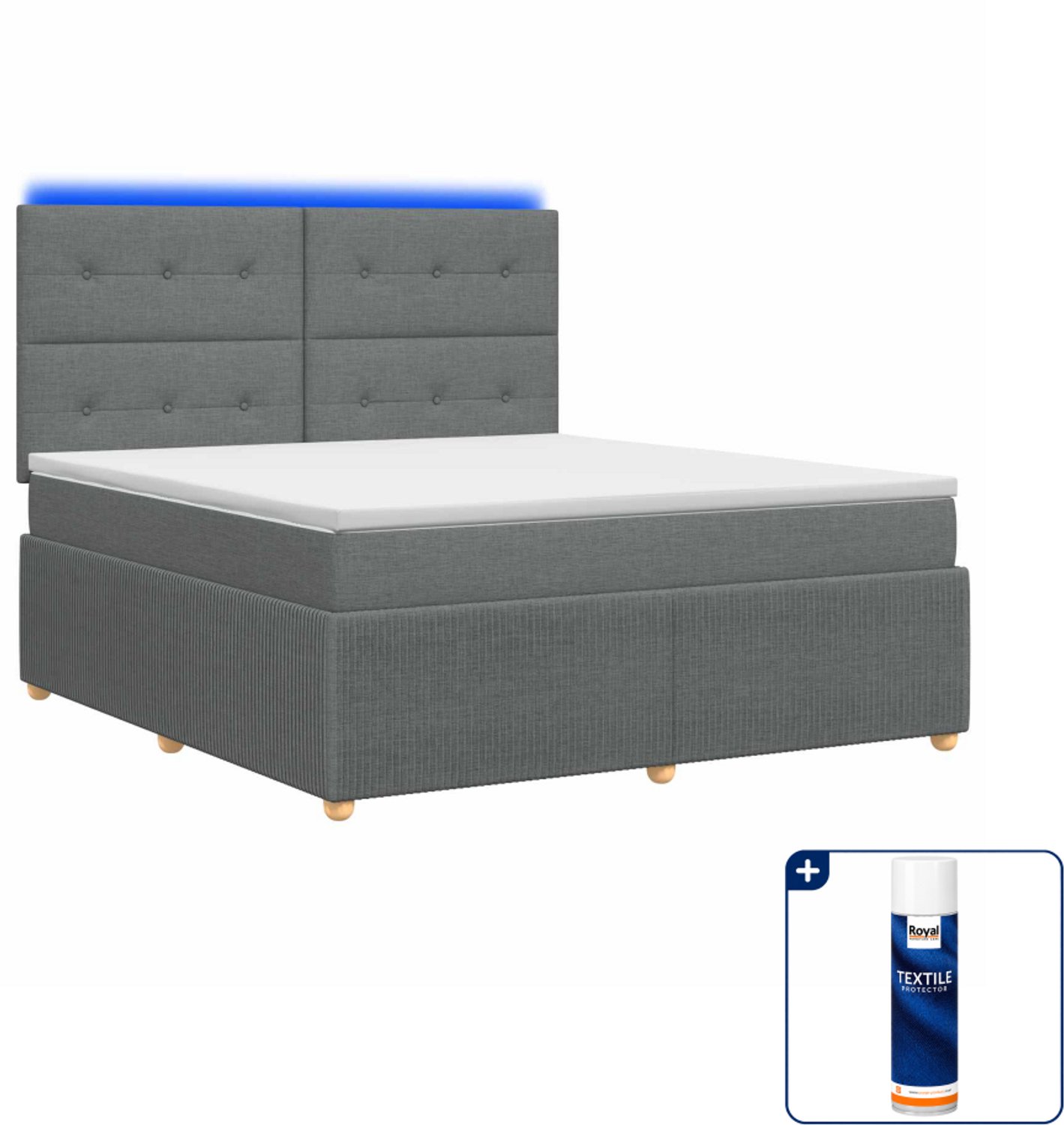 vidaXL led boxspring Small double - 140 x 200 cm - donkergrijs - Inclusief textielbeschermer 500 ml Donker Grijn