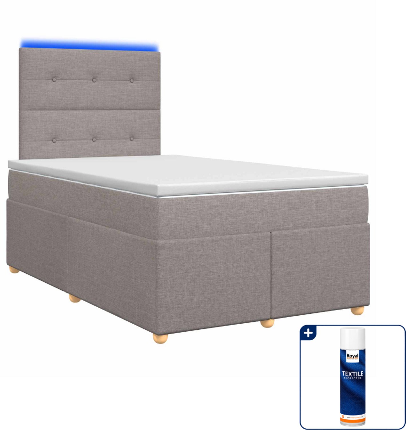 vidaXL boxspringbed met matras - 120 x 200 cm - stof - taupe - Inclusief textielbeschermer 500 ml