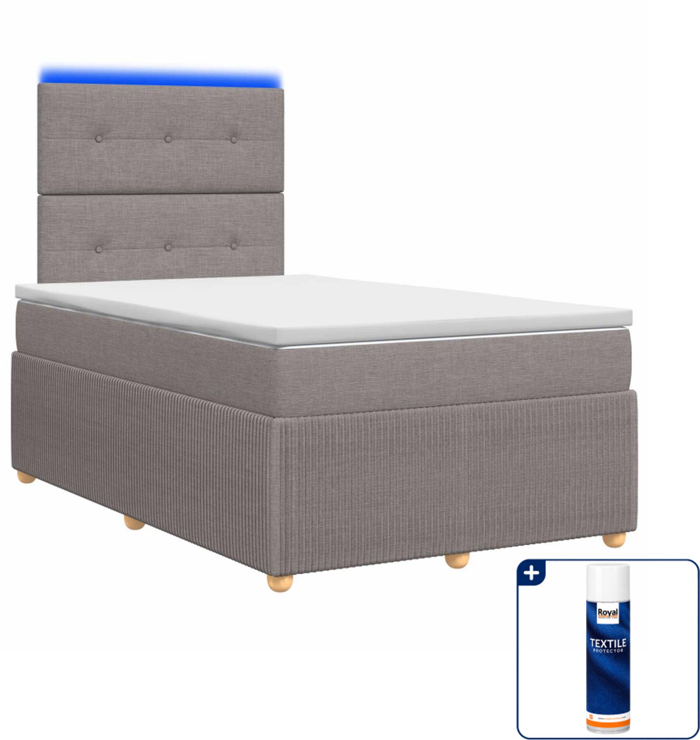 vidaXL boxspring met matras - 120 x 200 cm - taupe - Inclusief textielbeschermer 500 ml
