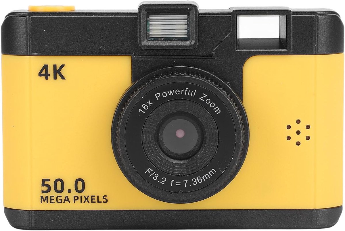Camera, HD 1080P Vlogcamera met 16x Digitale Zoom, Anti-shake Compactcamera Digitale Point-and-shoot-camera voor Fotografie Video (YELLOW)