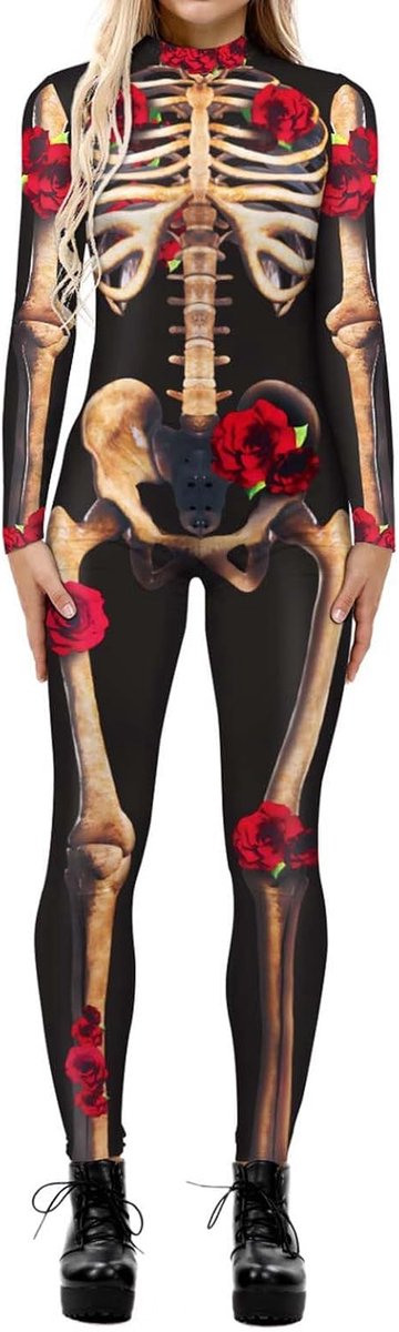 Cosplay-kostuum met digitale print voor dames, strakke jumpsuit met lange mouwen (2)