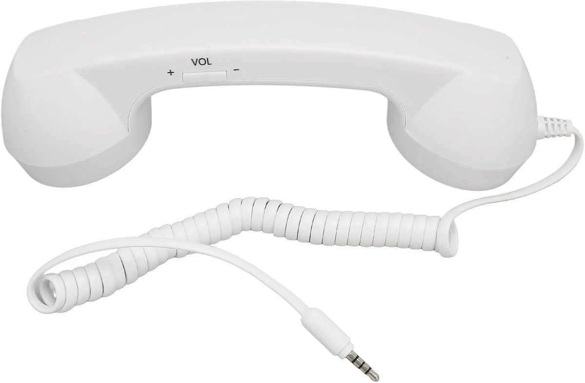 Telefoonhoorn voor Mobiele Telefoon, Retro 3,5 Mm Telefoonhoorn Stralingsbestendige Bedrade Mobiele Telefoonontvanger voor Smartphonecomputer (Wit)