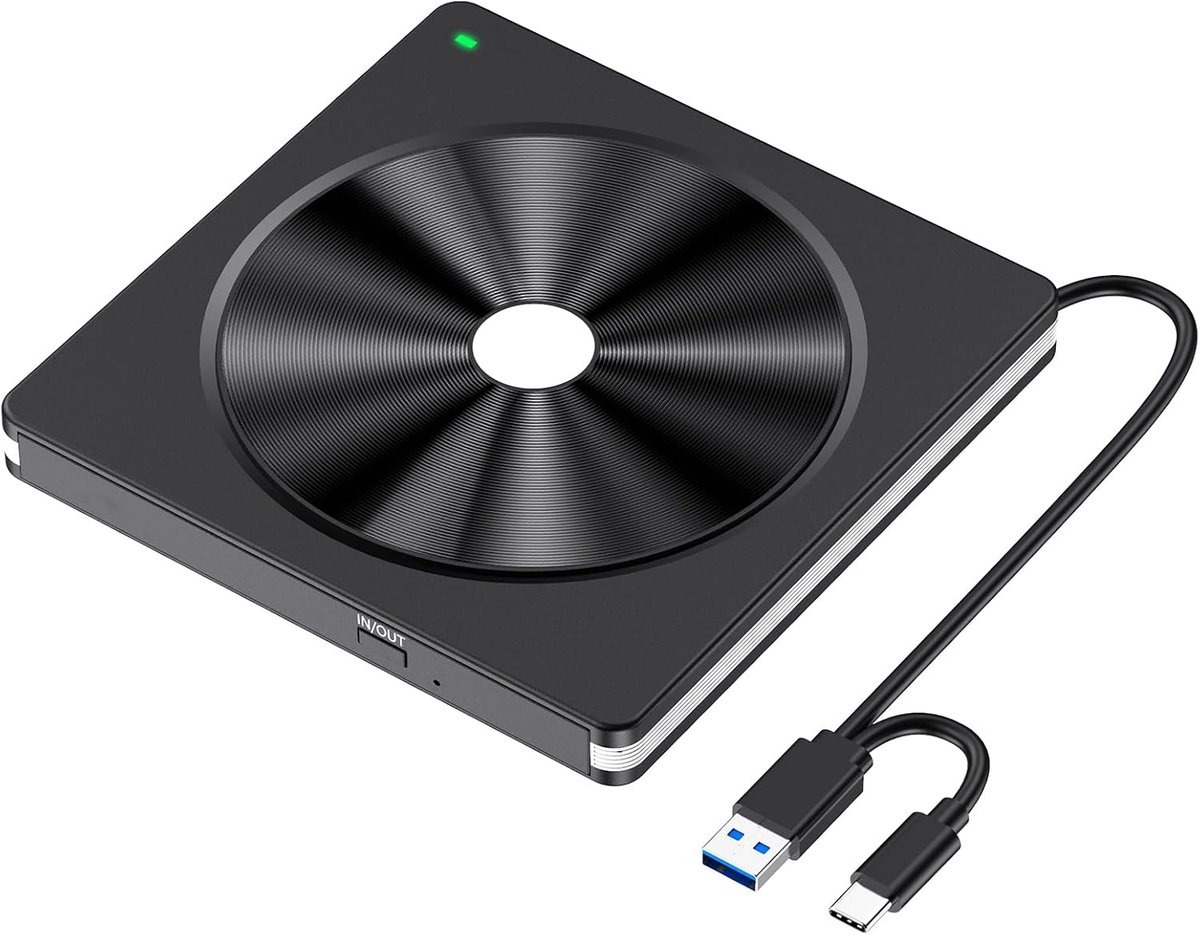CD- en DVD Drive, USB 3.0 Type C Draagbare +/-RW, DVD/CD-ROM Lezer-Schrijver Burner, DVD Speler Voor Laptop en Desktop PC Windows 11/10/8/7/XP Apple Mac OS Linux