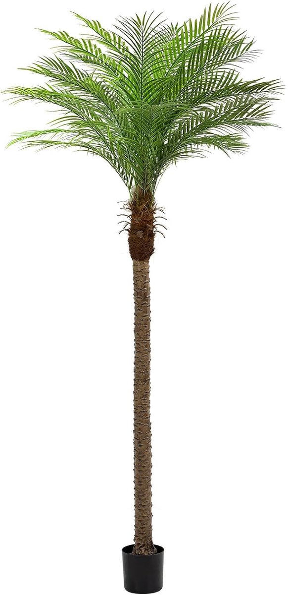 270 cm kunstmatige Phoenix-palmboom Hoge kunstmatige palmbomen met 21 bladeren, kunstmatige Phoenix-palmplanten voor buiten, terras, zwembad, thuiskantoor, woonkamer, tuin (1 stuk, 270 cm)