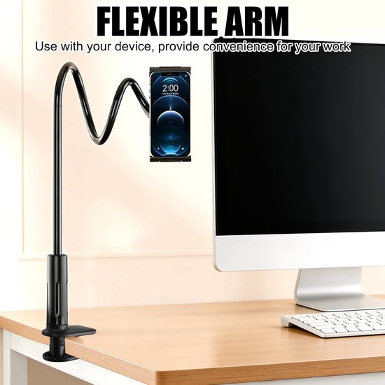 75 cm lange zwanenhals tablethouder, klem telefoon bedhouder — afbeelding 3