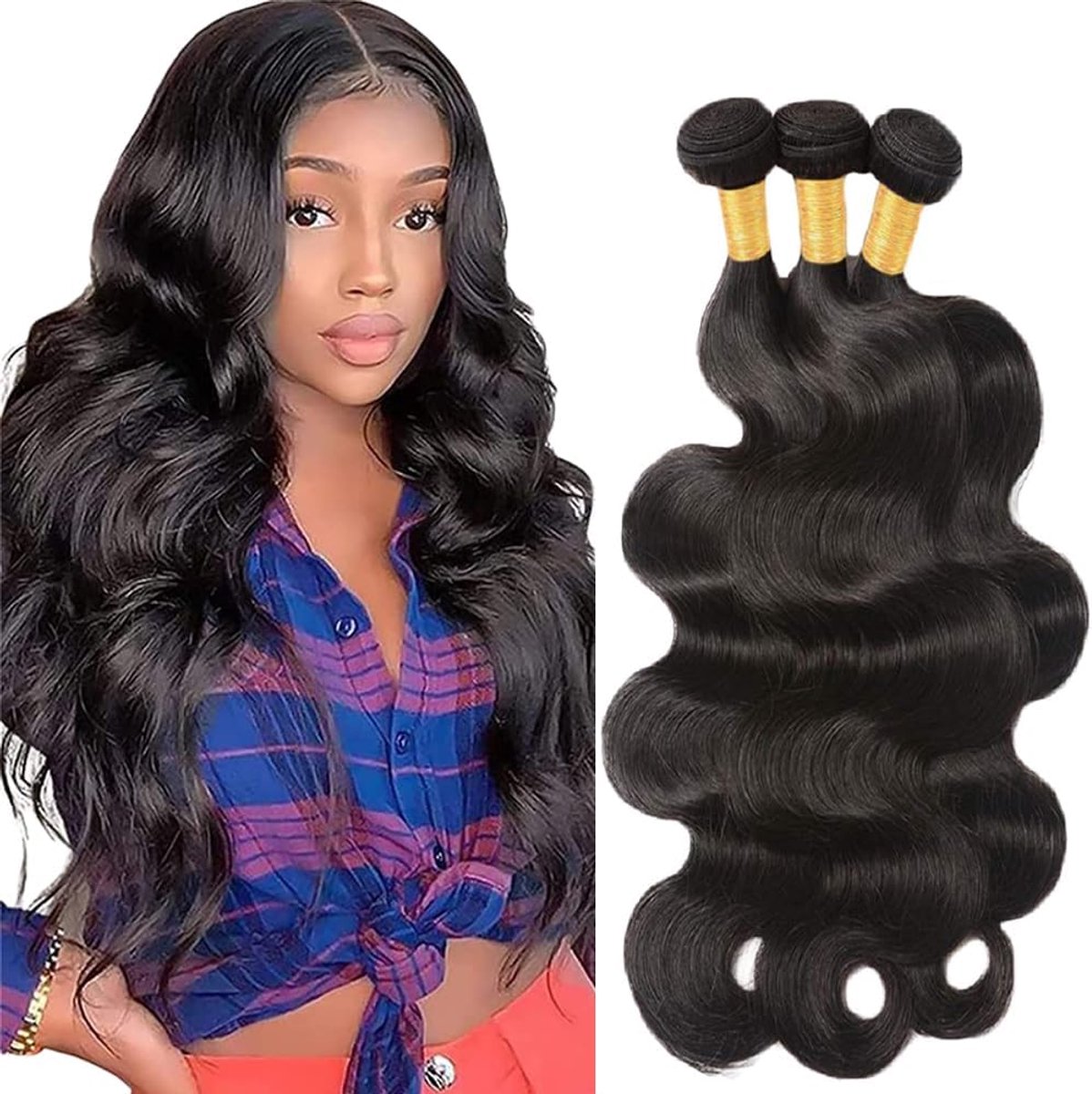 28 30 32 Inch Body Wave Bundles Human Hair ExtensionsUitbreiding Cheveux Naturel Perruque Vrouw Unprocessed Brazilian Virgin Hair Weave 1B Natural Black 3 Bundles Total 300g