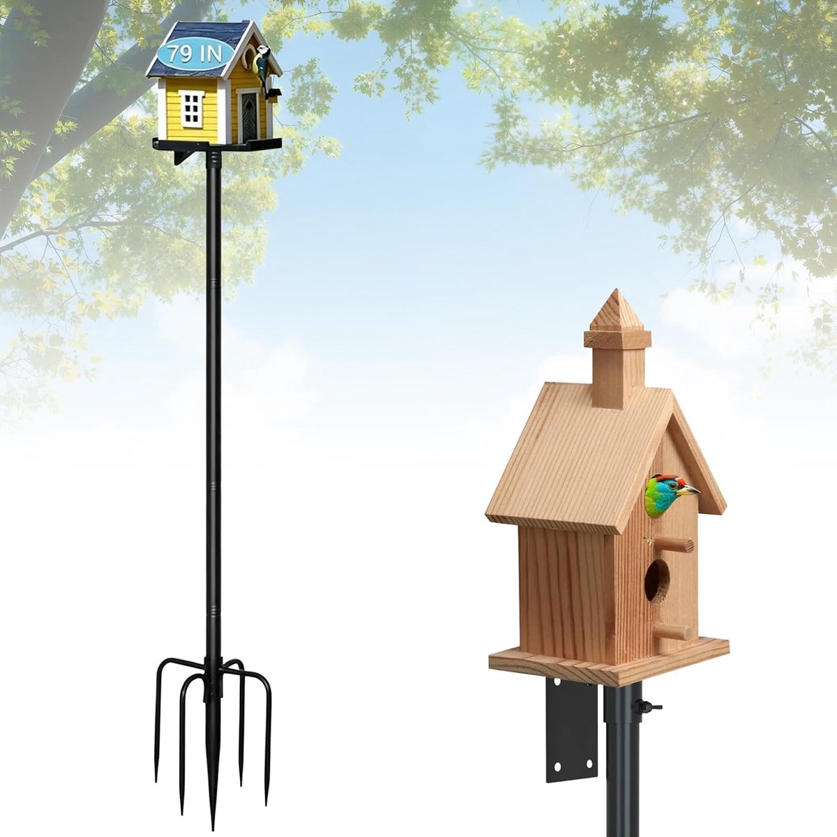 Staaf houderset: 76 inch vogelhuisstandaard verstelbaar, buis draagbare vogelhuisstandaard, vogelvoederdispenser staaf met 5-puntige sokkel