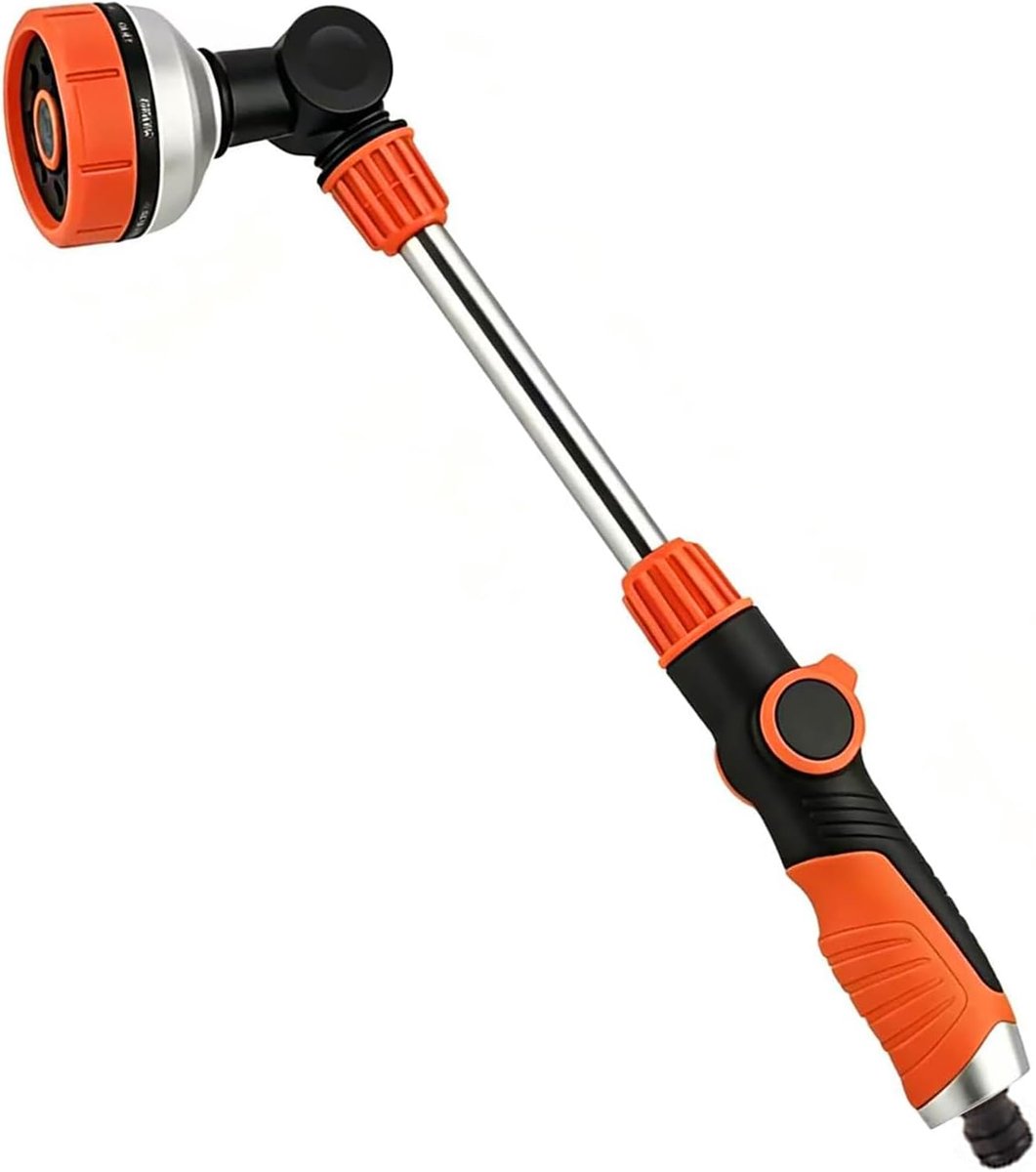47 cm lang, met 180 graden draaibare kop, irrigatiepistool met 8 instelbare modi, voor gazon, auto, huisdieren, terras (oranje)
