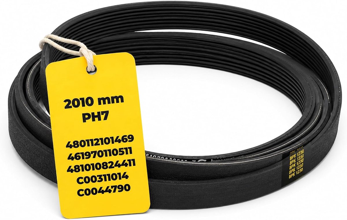 V-ribbelriem voor droger 2010 mm PH7 met originele code 480112101469 461970110511 481010824411 C00311014 C00447908 voor Whirlpool voor Bauknecht voor Indesit voor Philips voor Arist. on | MADE IN EU