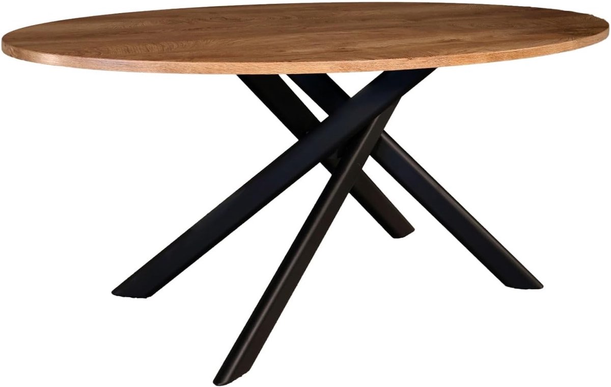 Eettafel Twist ovaal 160cm bruin ovale tafel MDF eetkamertafel