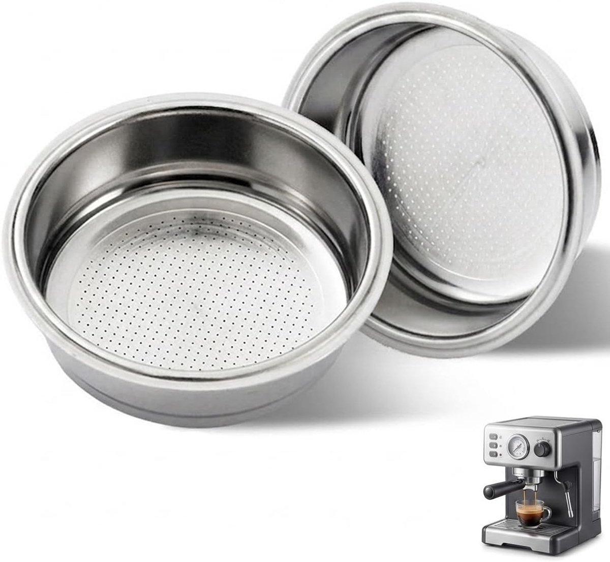 2 Stuks 51mm Koffiefilter Portafilter – Enkelwandig Single Cup Roestvrijstaal Korf, Voor Espresso Machine Extractie En Vervanging
