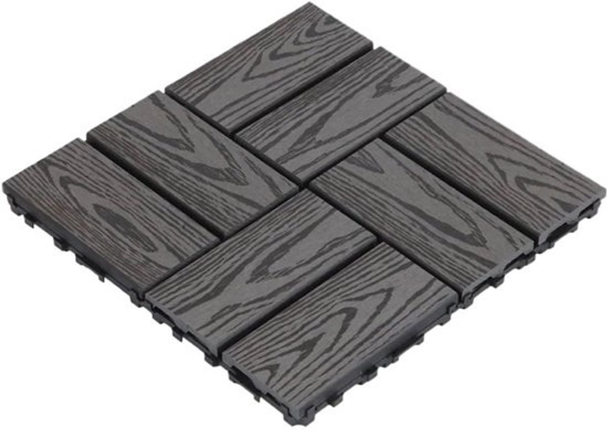 Terrastegels voor buiten - Houten vloer - Voor buitenruimtes - Antislipoppervlak - 30x30 cm - Houtkleur