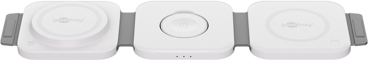 Goobay 3in1 draadloze oplader 15 W opvouwbaar, laadt tot 3 apparaten tegelijk draadloos op, Qi voor smartphone, smartwatch en AirPods
