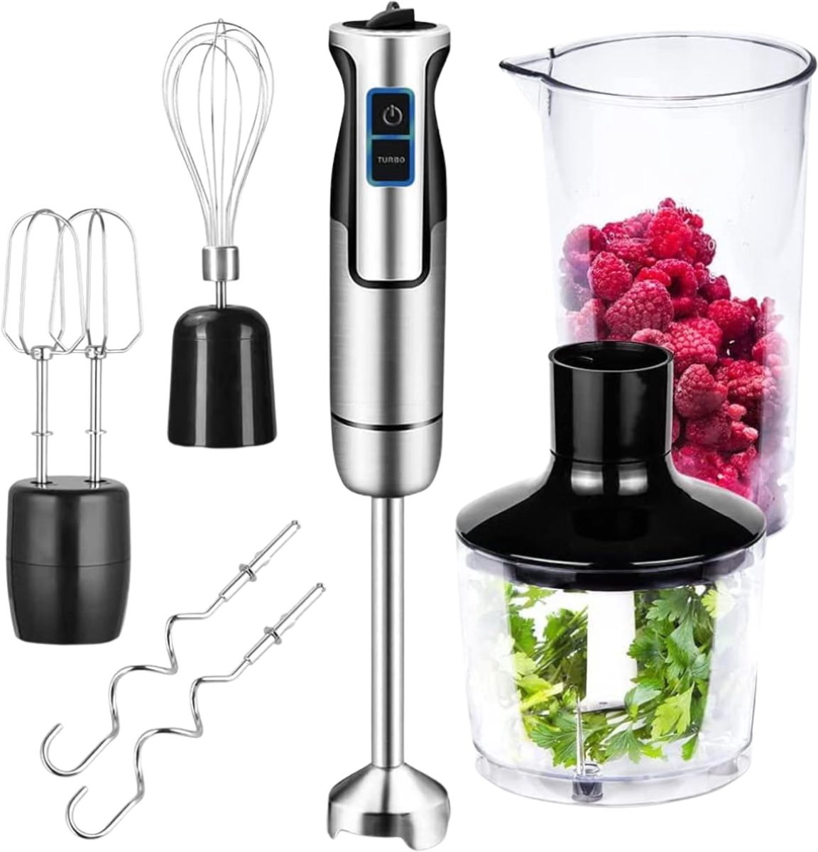 Verte - Staafmixer - 1200 W - Met Turbofunctie En Snelheidsregeling - Elektrische Multifunctionele Staafmixer - Inclusief 6-Delige Accessoireset