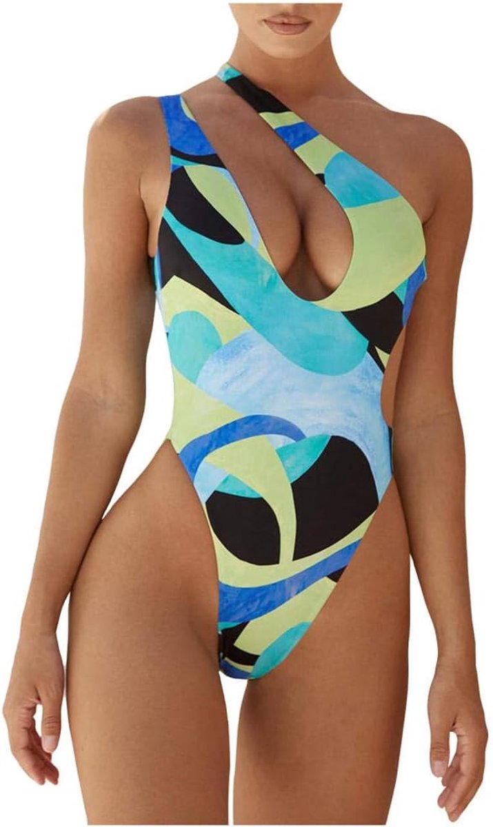 Sets met nachtmode & ochtendjas Badpakken Strand Dames Bandage Een stuk Padded BH Badmode Badpak Afdrukken Beachwear-A_S