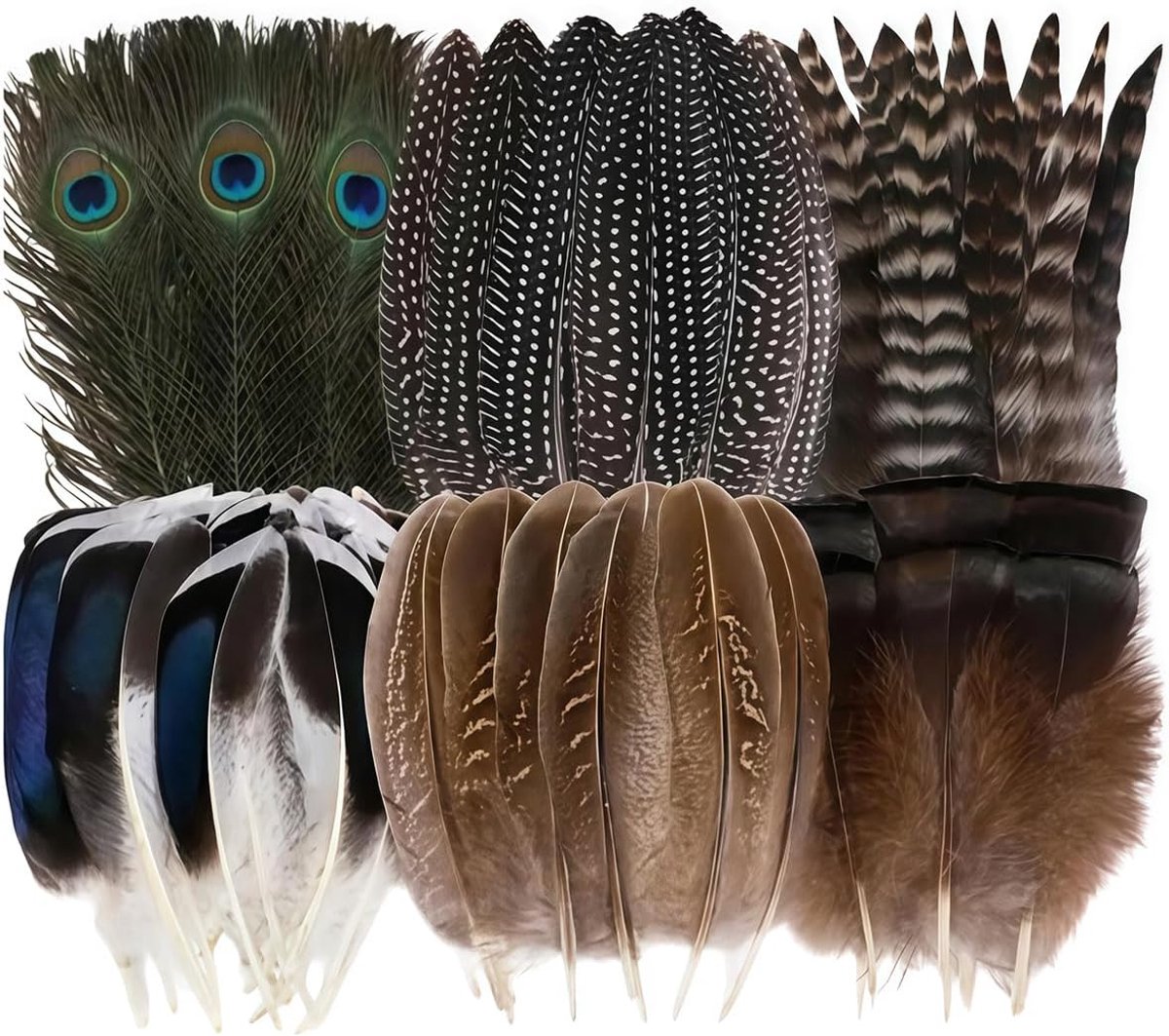 48 stuks Craft Simulation Feather Set, geassorteerde decoratieve kunstmatige veren voor hoeden, doe-het-zelf ambachten, bruiloften en feestdecoraties