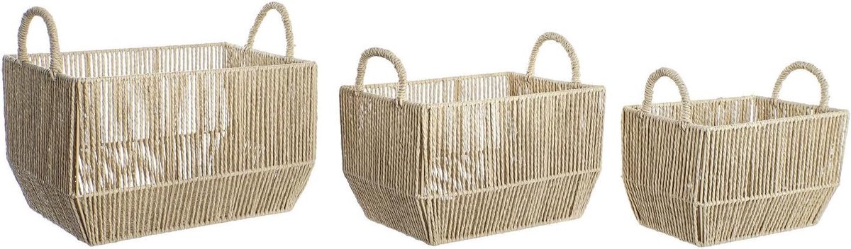 Set 3 vezels metaal 40 x 29,5 x 26 cm natuur