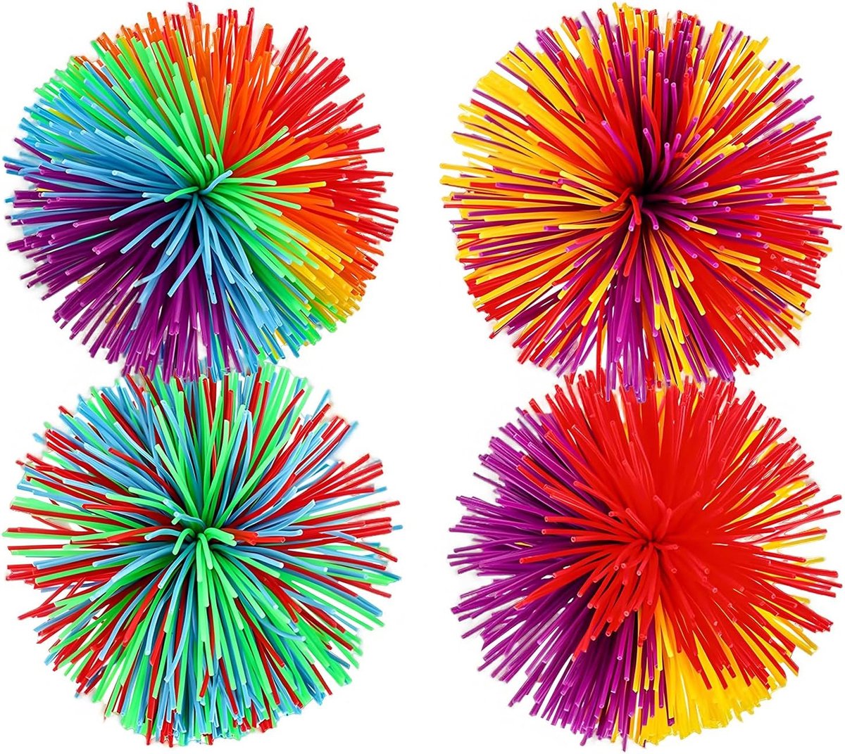 Stringy Balls, regenboogkleurige pompon, sensory Fidget Stringy Balls, comfortabel zacht van siliconen, actief speelgoed om stress te verminderen