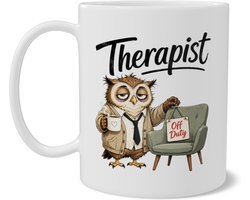 Mok Uil Therapist Off Duty Grappige Koffiemok Psychologie Pauze en Weekend Humor Cadeau Therapeut Psycholoog Dubbelzijdig