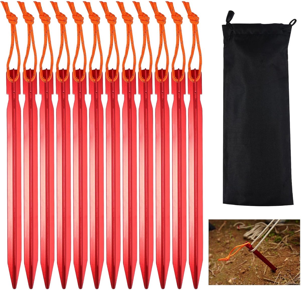 18cm Rode Aluminiumlegering Camping Tent Haringen Met Opbergtas