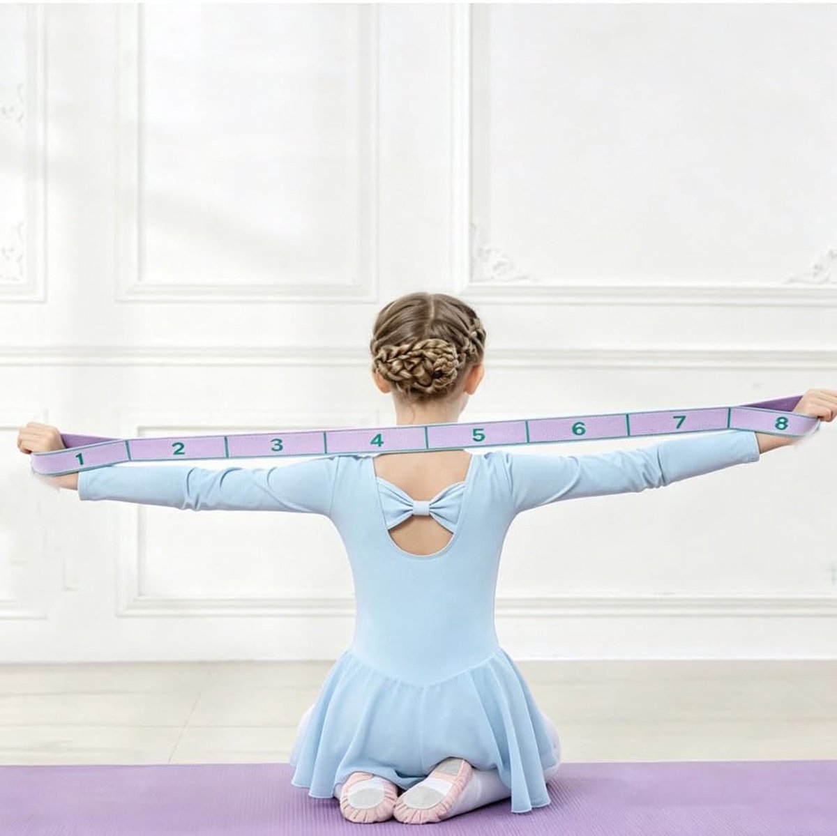 Elastische oefenband, weerstand voor yoga, lus, voor fitness, pilates, fysiotherapie, stretching (85 x 4 cm)