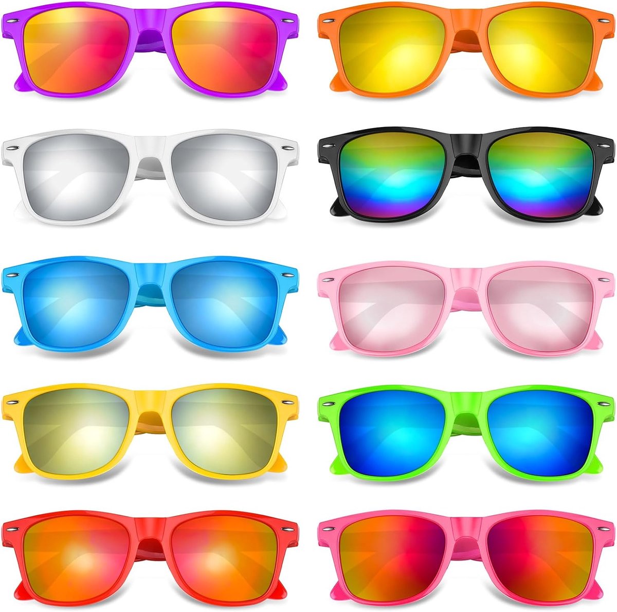 10-60 Pack Neon Party Zonnebril Unisex Retro Stijl Party Gunsten Verjaardag Strand Zwembad Party Benodigdheden, 10 Kleuren