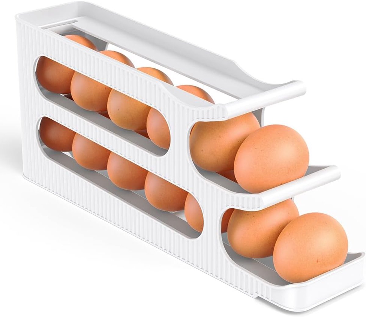 Eierhouder Opslag, 3 Laags Ruimtebesparende Automatische Rollende Eierdispenser Containertray Voor Koelkastorganisatie, Keuken - 1 Stuk, Egg Holder