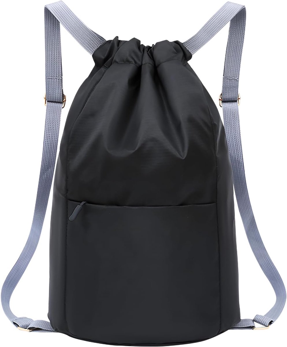 Sporttas met trekkoord, grote capaciteit, waterdicht, nylon, ultralicht, opvouwbaar, verstelbare schouderriem, uniseks, voor school, reizen, kamperen, gym