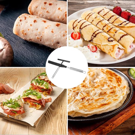 2 stuks crêpestrooier en spatel roestvrij staal, crêpe-accessoireset — afbeelding 5