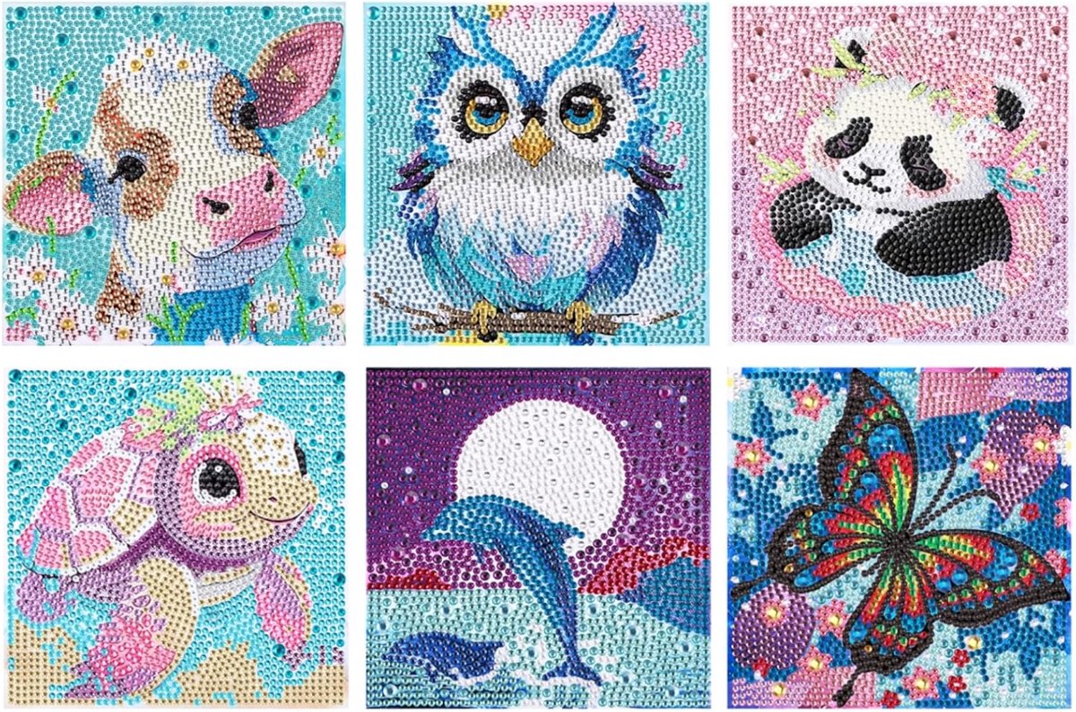 6 Stuks Diamond Painting Kids Complete Kit, DIY Diamond Painting Kids, 5D Diamond Paintings voor Meisjes en Volwassenen Beginners, Diamond Tekeningen voor Thuisdecoratie (Style A)