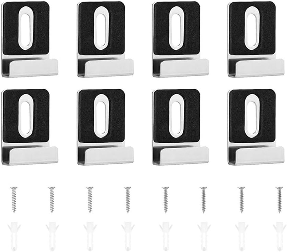 Set Van 8 Metalen Spiegelclips, Spiegelhouders Met Schroeven En Rubberen Pads, Robuuste Hardware Voor Frameloze Montage Op Wandtegels, Zilver