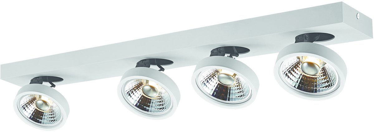 Aeon-4 plafondspot met 4x AR111 12W LED-spots, 1130 lumen, 2700K warm wit, dimbaar, richtbaar, zwart metaal