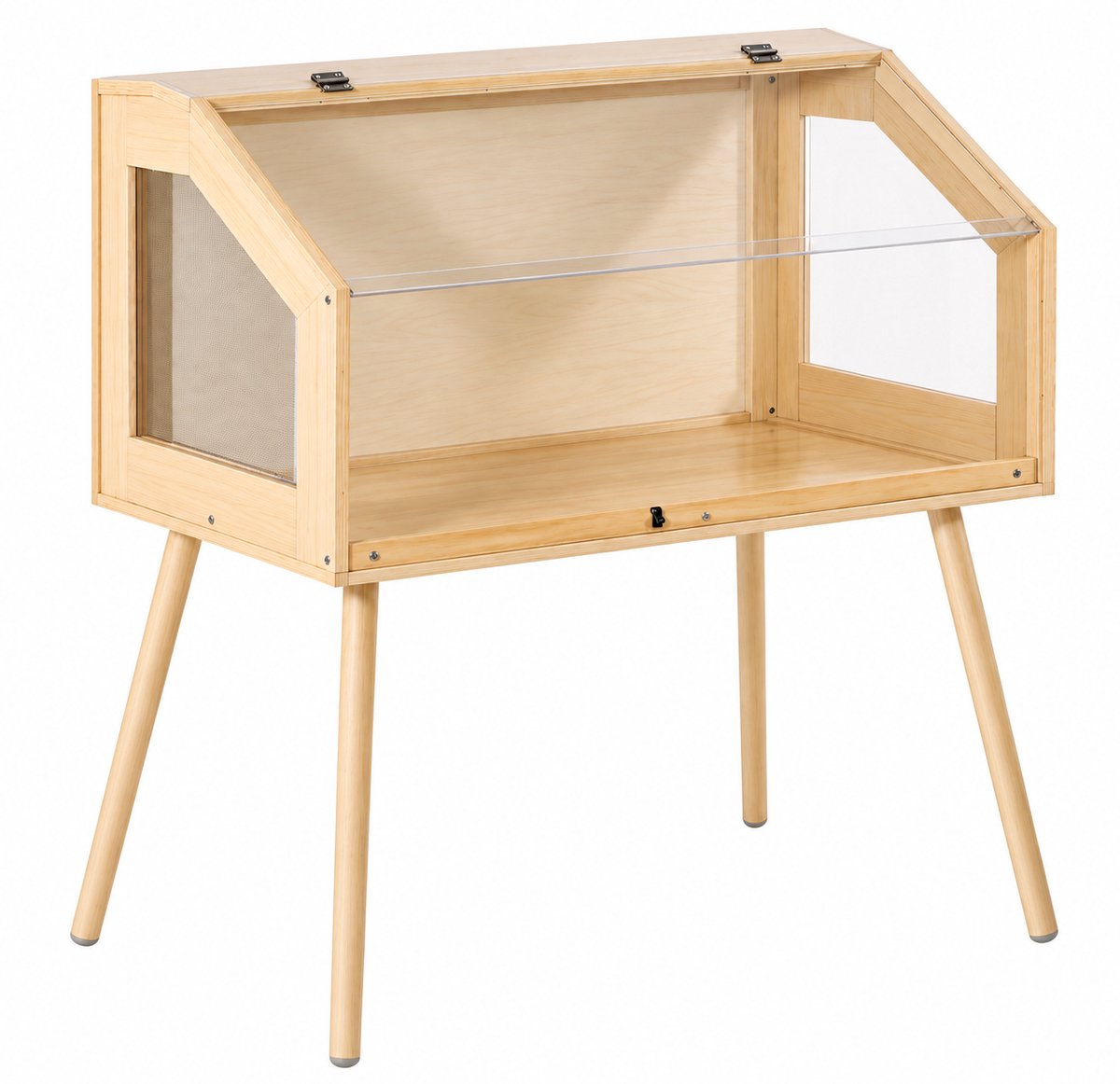 VILIMA - Hamsterhok - Hok voor muizen - Geschikt voor kleine knaagdieren - Hout - Verhoogd - Panoramisch zicht - Ventilatie - 101,6×50,8×120,7 cm