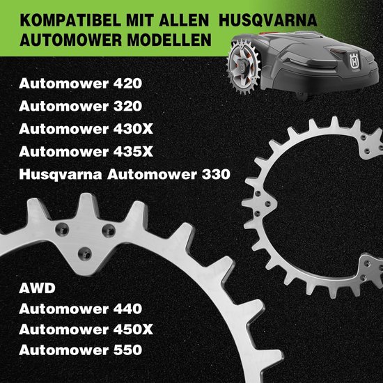 Spikes voor Husqvarna Automower 320/420/430X/440/450X, gazontractieverbetering voor robotmaaier, uitvoerig ontbraamd, wielmaat 252 mm — afbeelding 4