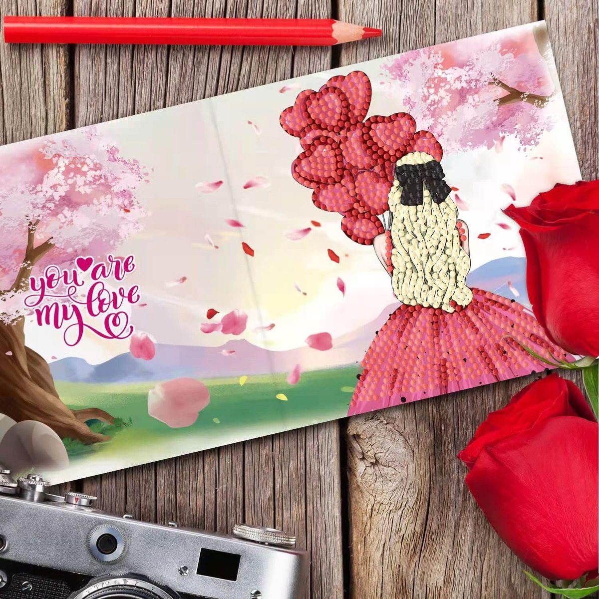Yingcheng 5D doe-het-zelf diamantschilderij-wenskaart, diamanten tekening, bedankkaarten, verjaardagskaarten, bedankkaart, feestgeschenken, decoratie, gepersonaliseerde kerstkaarten, kaarten voor