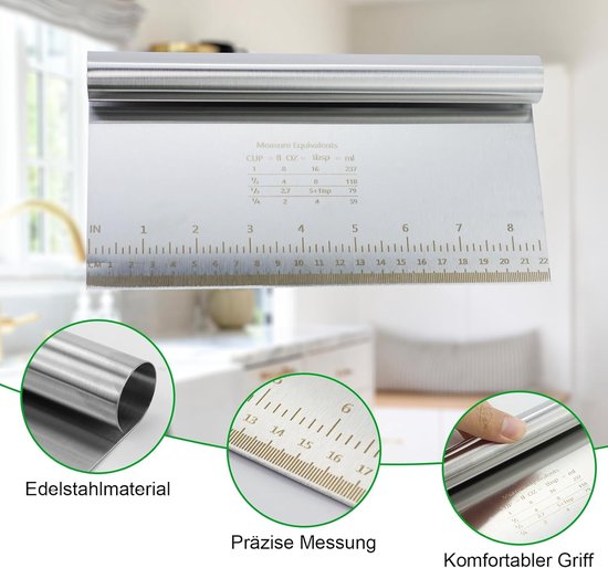 Deegsnijder groot met meetschaal, 22 x 12 cm deegschraper, deegkaart, deegspatel, schraper, taartschraper voor cake, cake, pizza, taart, dongh, bakgerei vaatwasmachinebestendig — afbeelding 5